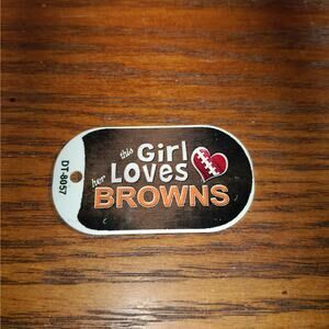 This Girl Loves Her Browns Dog Tag Necklace NFL Super Bowl Cleveland New w Chain